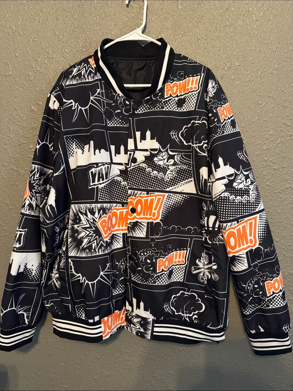 Graphic Comic-Print men’s Bomber Jacket - Black & Orange